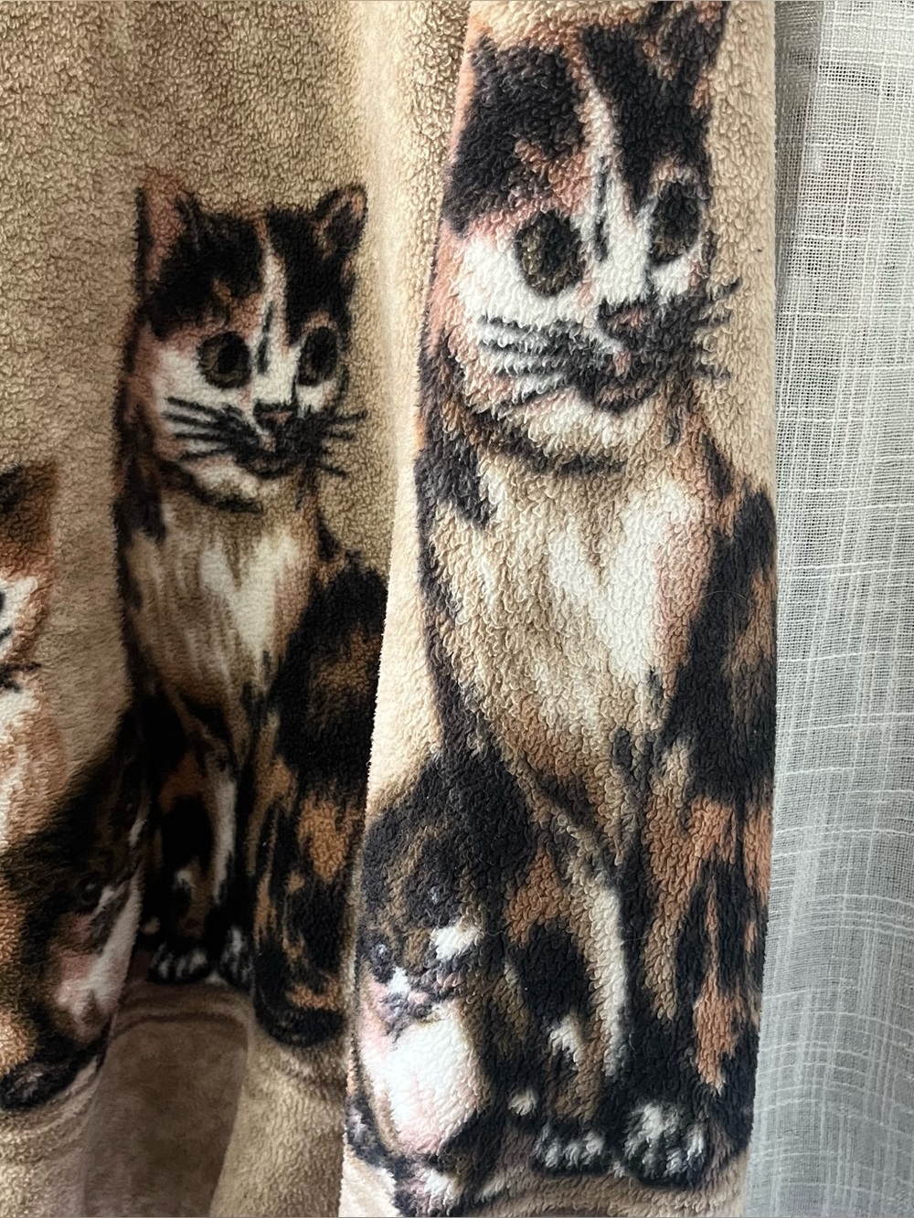 Vintage Blair Cat Print Full Zip Up Fleece Jacket Size 2XL Brown Cat Fleece Zip - Picture 5 of 11